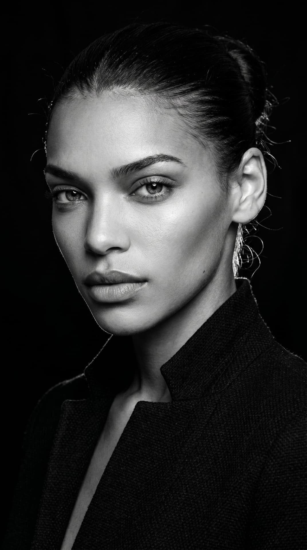 Black and white studio portrait of Kayda Bosse