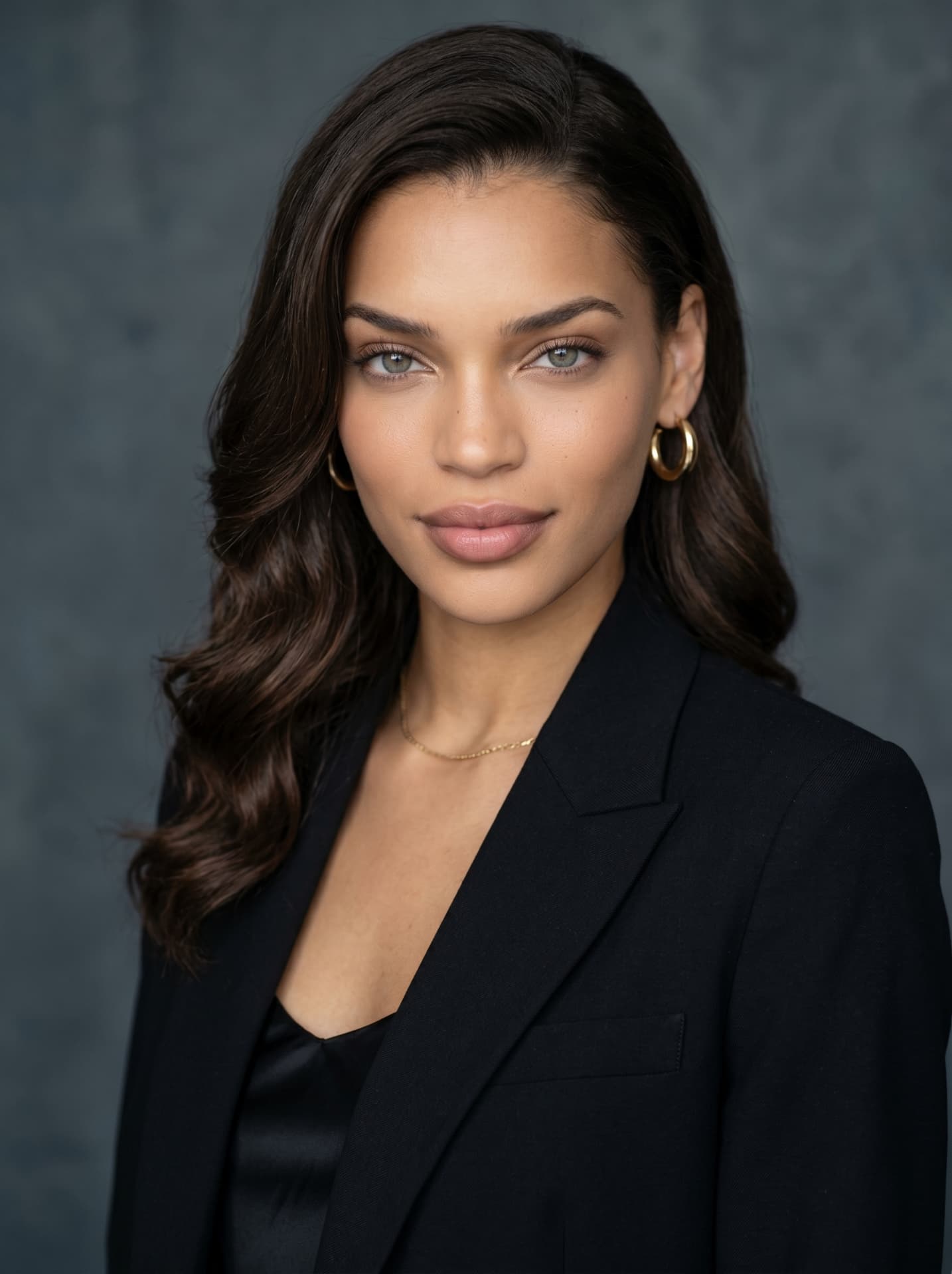 Kayda Bosse in a tailored black suit