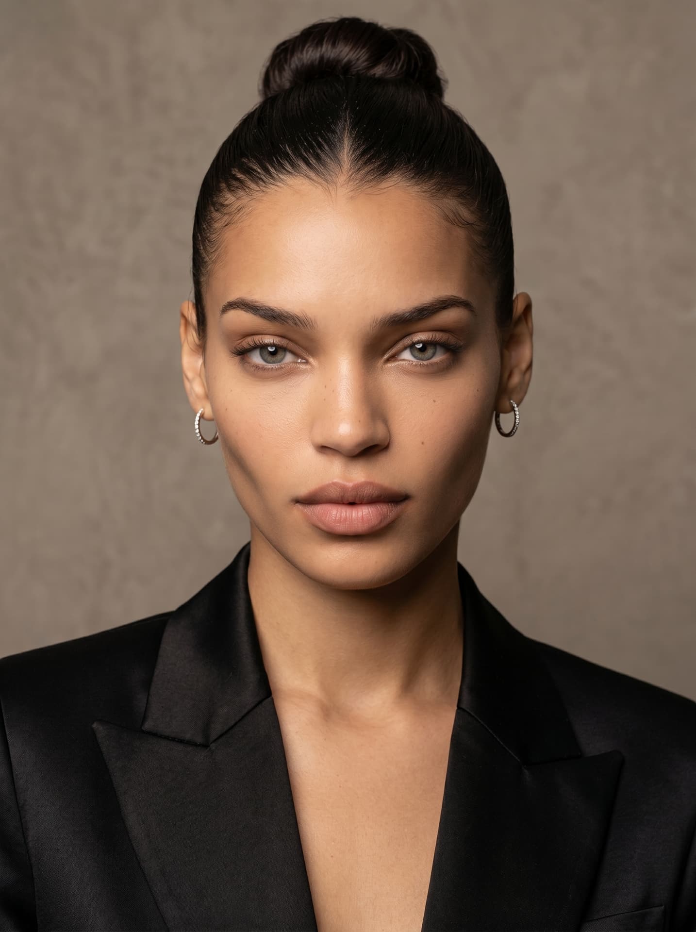 Kayda Bosse in a black satin blazer